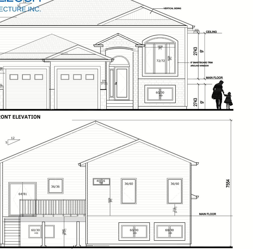 Buhler Bay Duplex — Front and rear elevations
