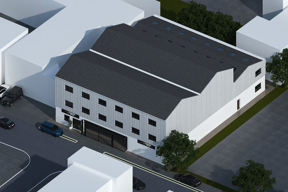 Aerial visualisation of an approved three-storey commercial extension in High Wycombe