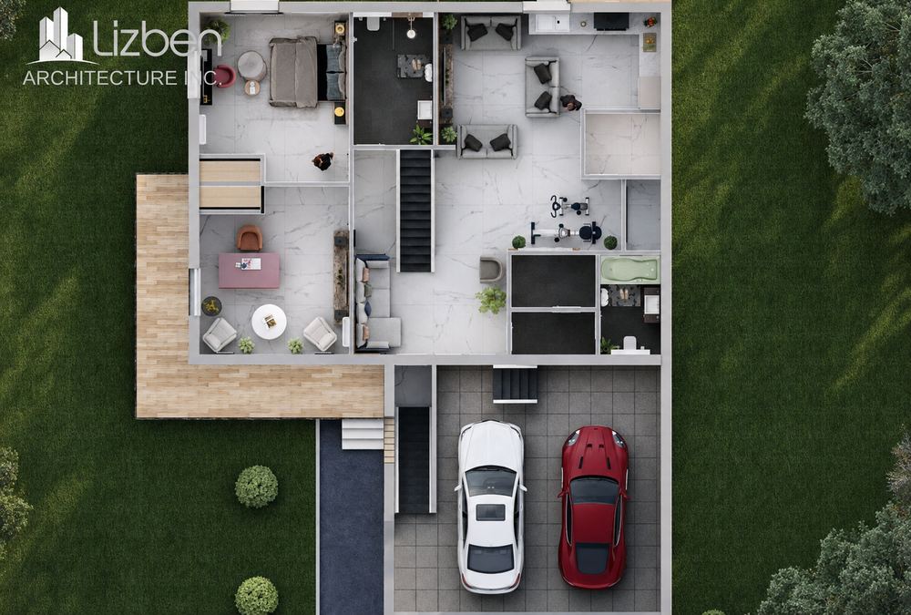 North Battleford Basement — The basement layout seen in plan