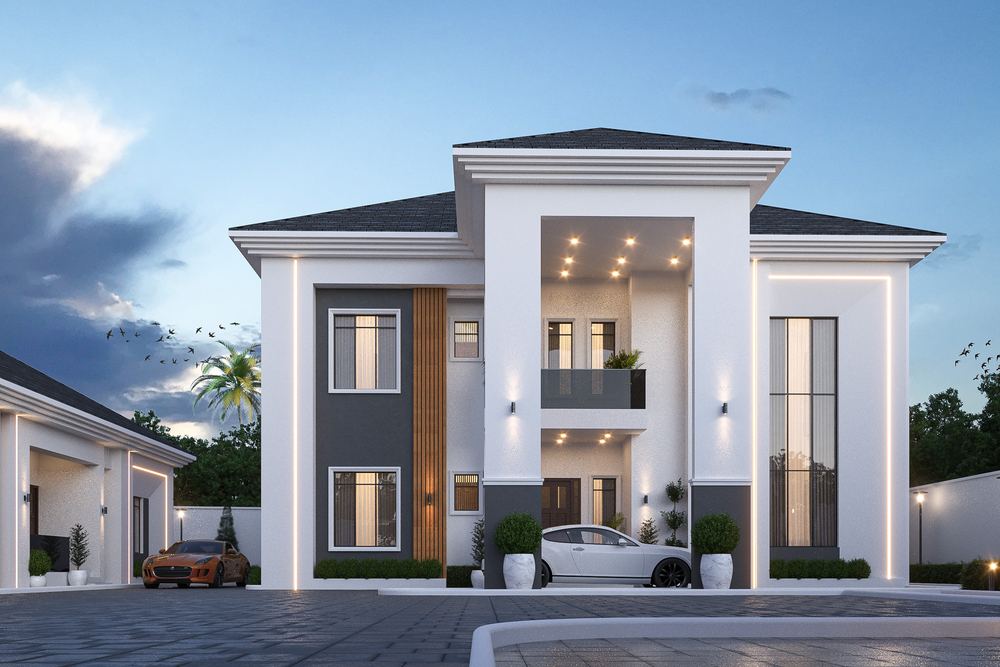 6-Bedroom Villa & BQ — Option B — the entrance elevation