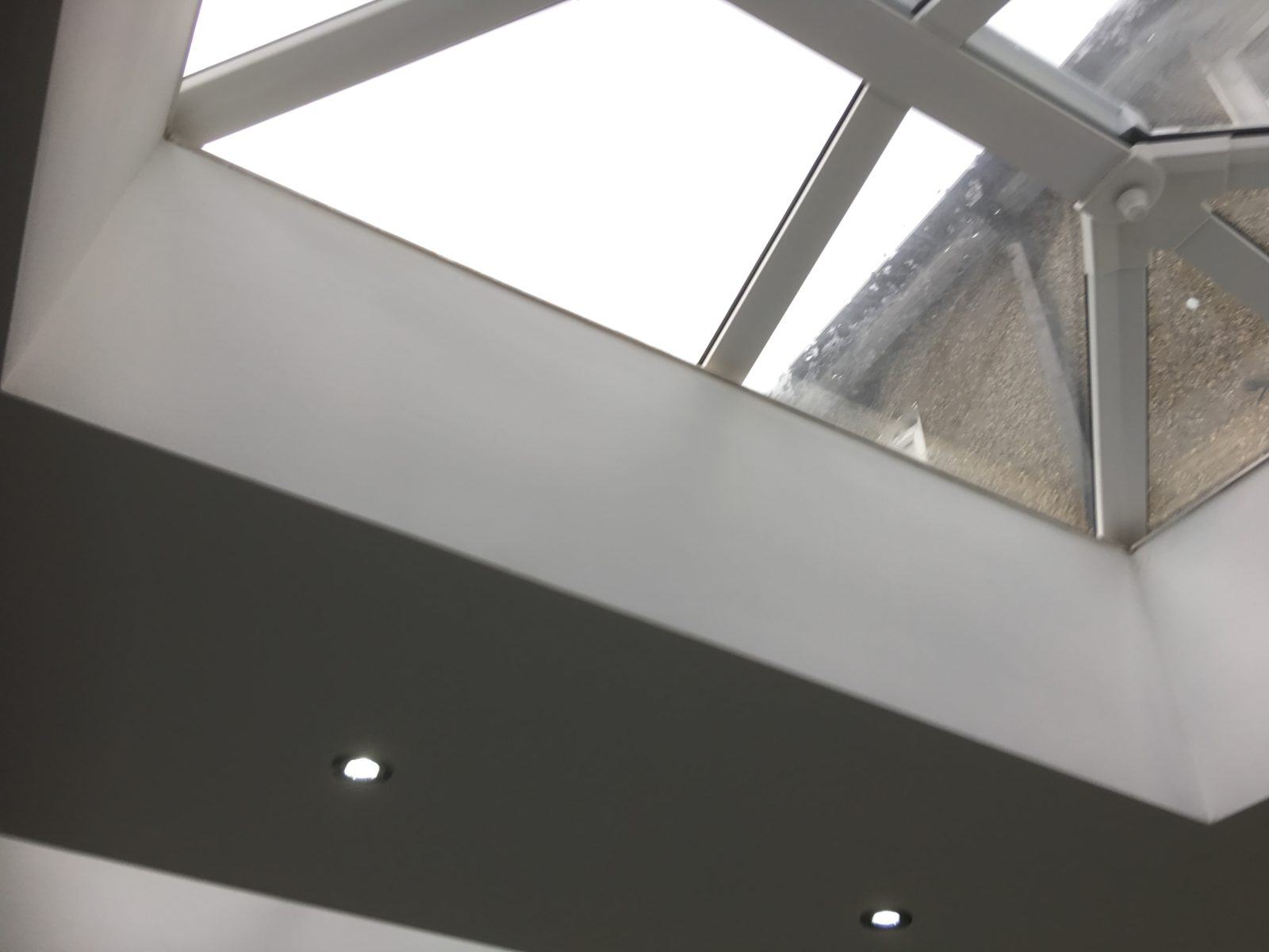 A roof lantern above an open-plan kitchen extension